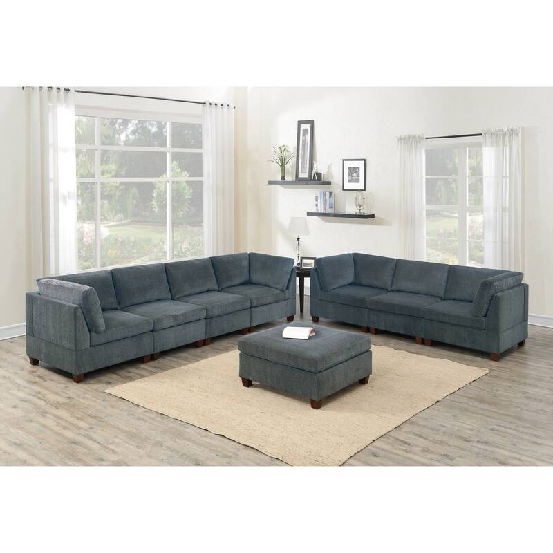 1pc Grey Chenille Modular Armless Chair for Living Room