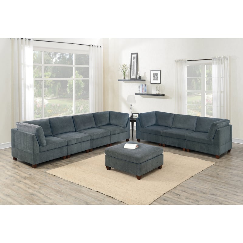 Modular Living Room Furniture Ottoman Ash Chenille Fabric 1pc Cushion Ottoman Couch