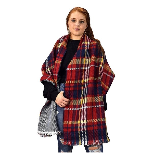 plaid shawl with sleeves