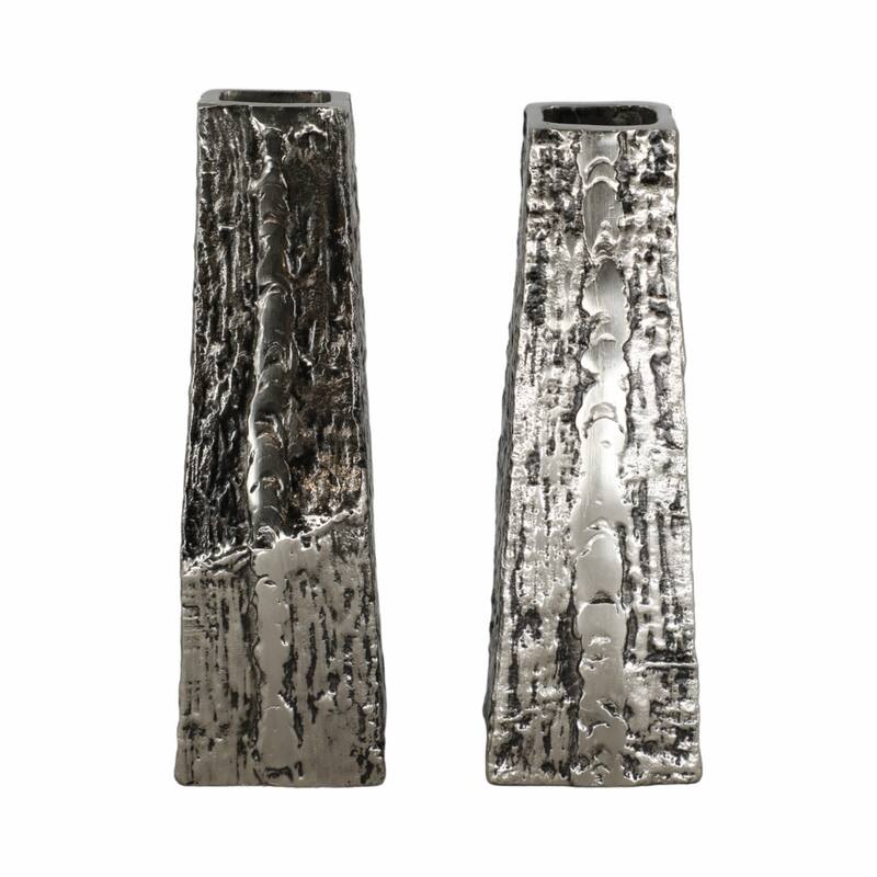 Modern Textured Decorative Bookends - Set of 2, 8" Black and Silver - 8.0"