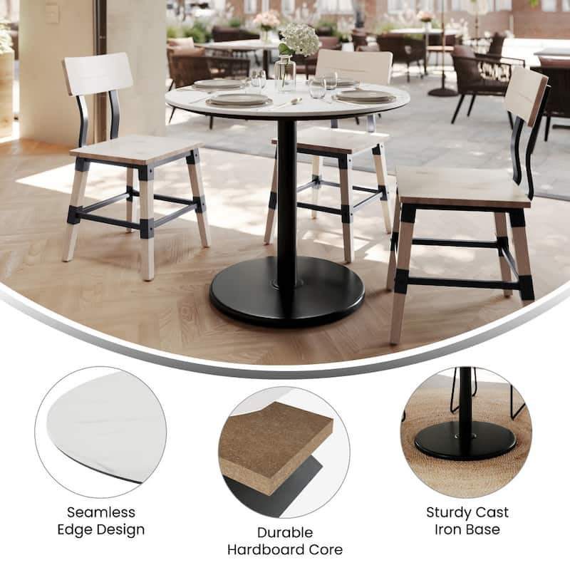 Commercial HPL Tabletop with Table Height Round Base - 36"W x 36"D x 29.5"H