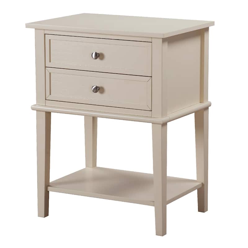 2-Drawers Solid Wooden Nightstand Accent Table - 28" - Beige