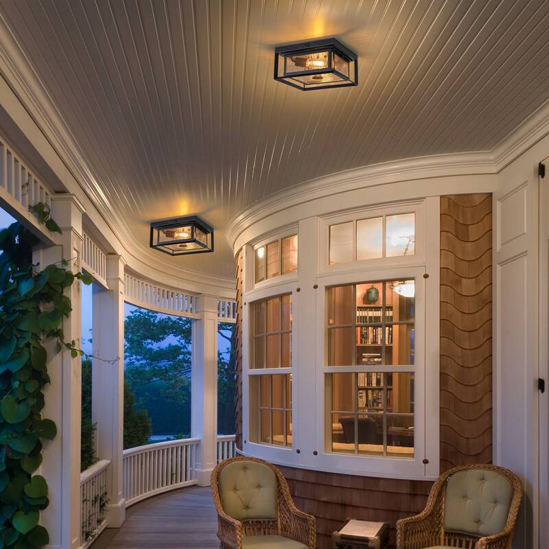 C Cattleya 2-Light Motion Sensor Outdoor Flush Mount Ceiling Light