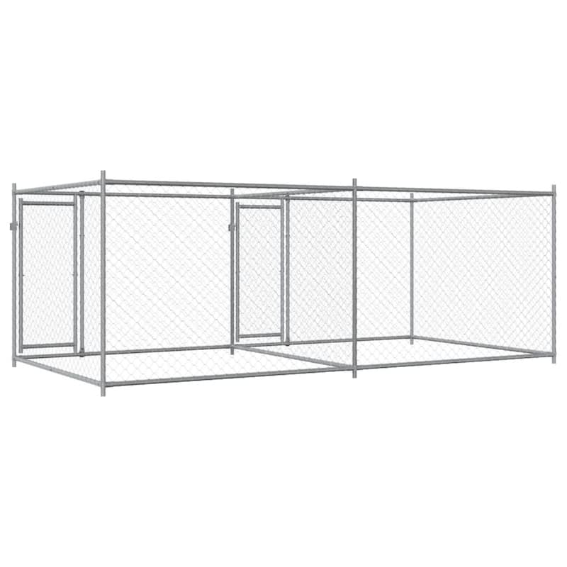 vidaXL Dog Cage Grey Galvanized Steel Durable Dog Cage