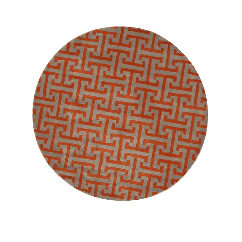 Gray Hand-Tufted Wool Contemporary Harrison Rug, 6' Round, Elegant Gray & Ivory Design with Soft Wool Pile - N/A