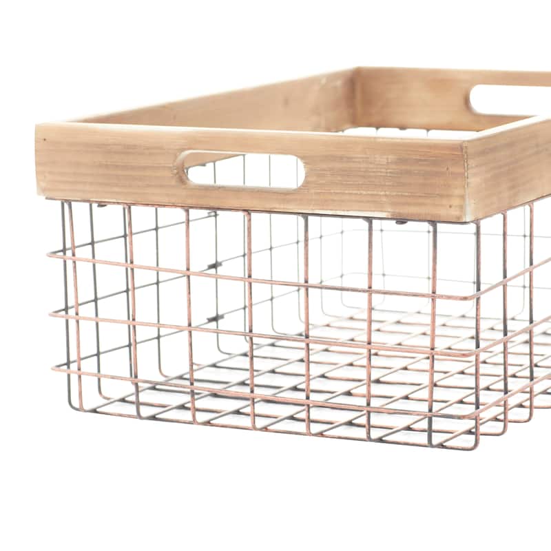 Metal Storage Basket with Handles - Set of 2 Black - Roche River Decor - 12"W x 18"L x 8"H
