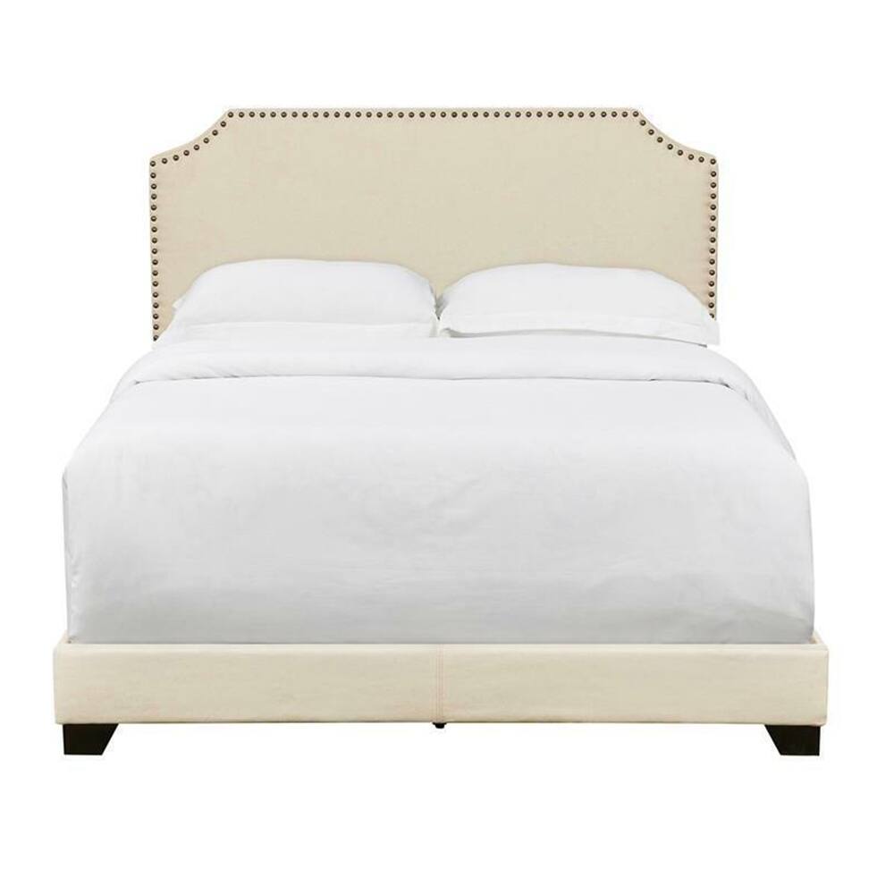 King Size Upholstered Bed Linen Beige Bed Bath & Beyond 37426112