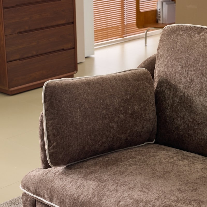 Transitional Loveseat Piped T-Cushions & Linen Blend