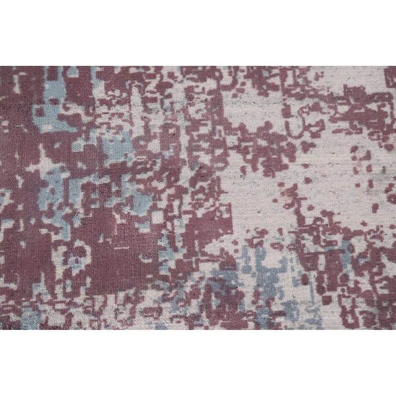 Modern Indian Abstract Rug Hand-Knotted Wool Carpet - 4'0"x 5'9"