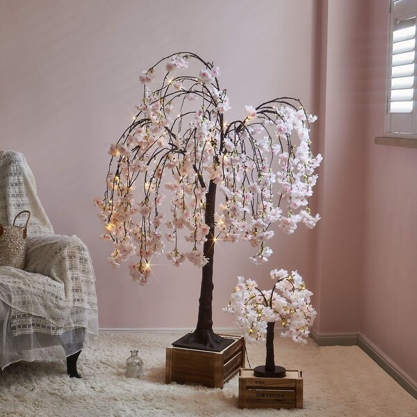 4ft Lighted Tree with Cherry Blossom 180 Fairy Lights Pink Flower Faux Tree for Indoor Outdoor Home Wedding Party Decor 4ft Pink Cherry