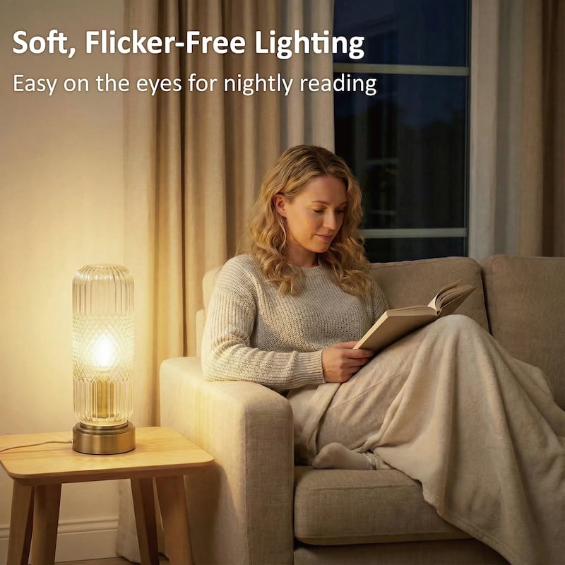 11.6'' Touch Control Glass Table Lamp with Antique Bronze Base, UL Listed, bulb not included - Bedside & Accent Lamp