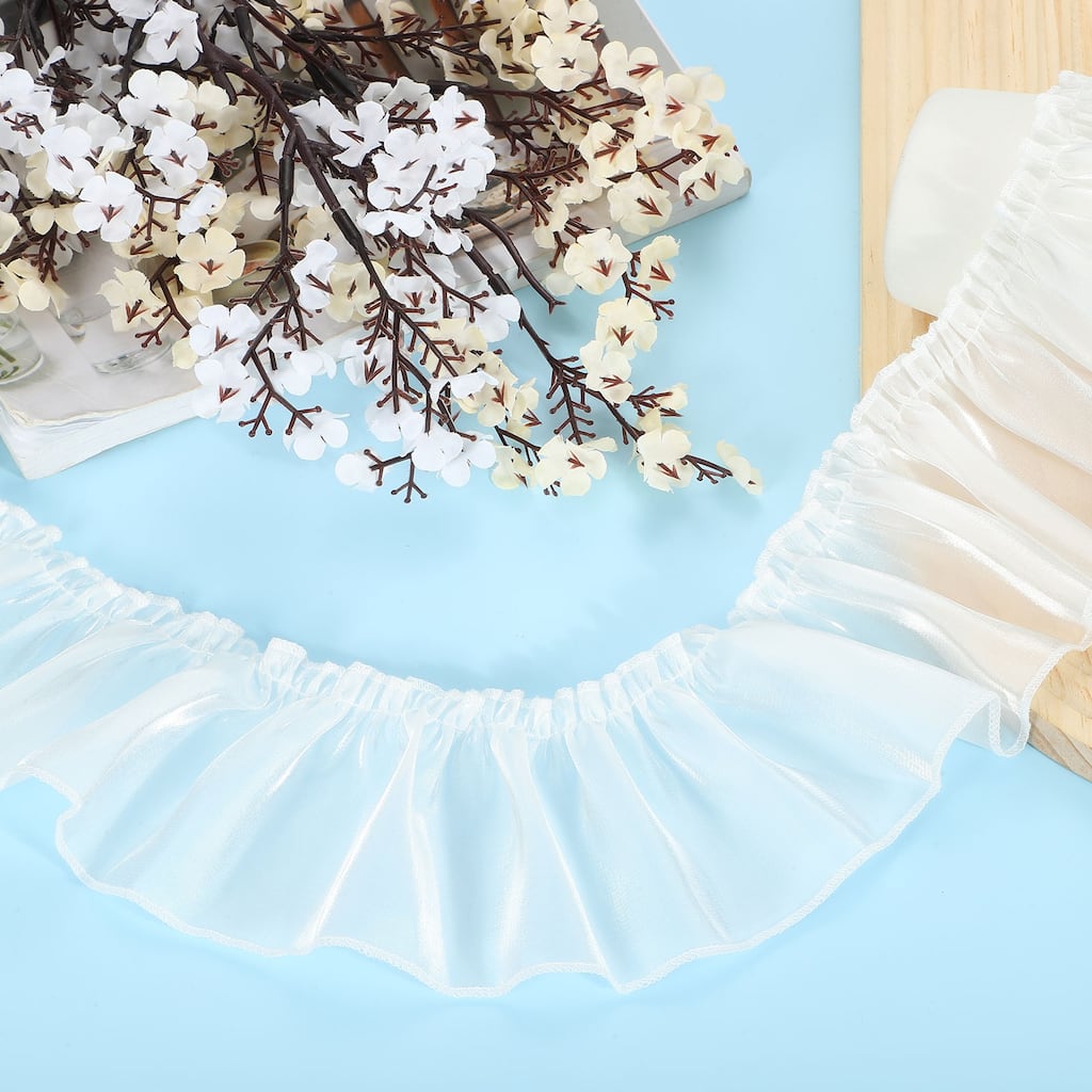 Ruffle Lace Ribbon Trim Pleated Lace Fabric Trim 5.5 Yard