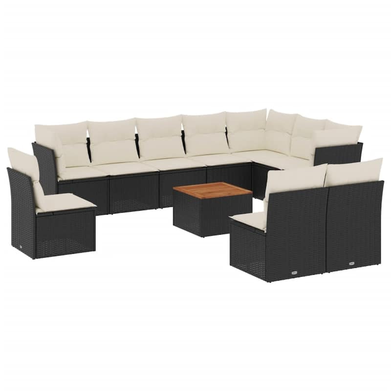 vidaXL Patio Sofa Set with Cushions Outdoor Furniture 11 Piece Poly Rattan - 24.4 x 24.4 x 27.2