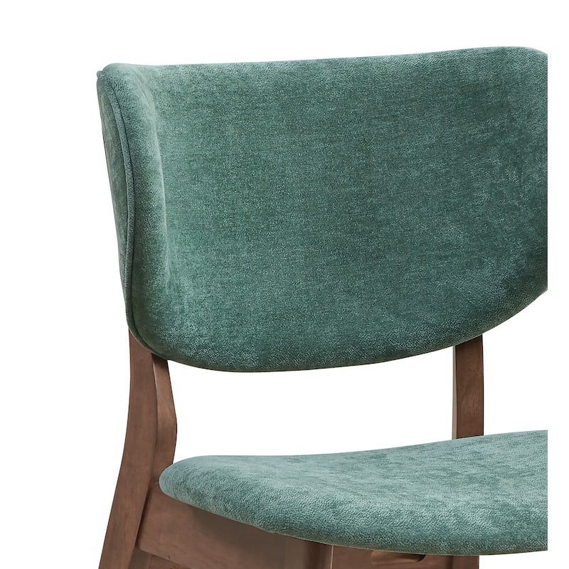 Fabric Upholstered Side Chair Set of 2 with Wood Finish Padded Seat