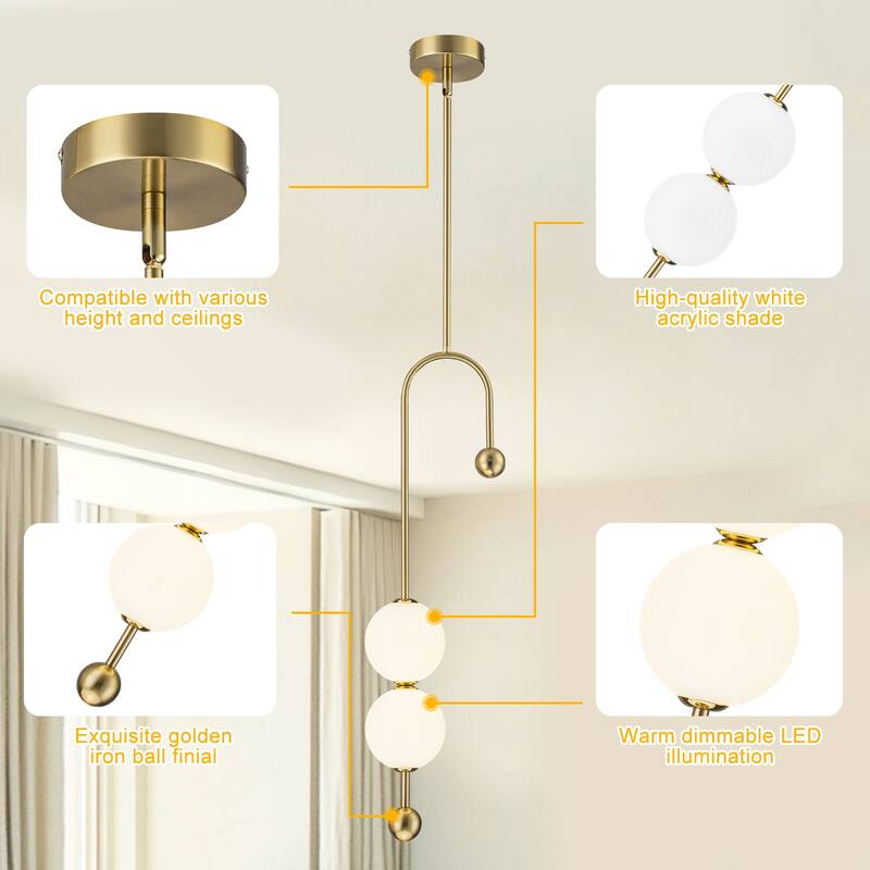 Dual Globe LED Pendant Light Dimmable Modern Hanging Fixture