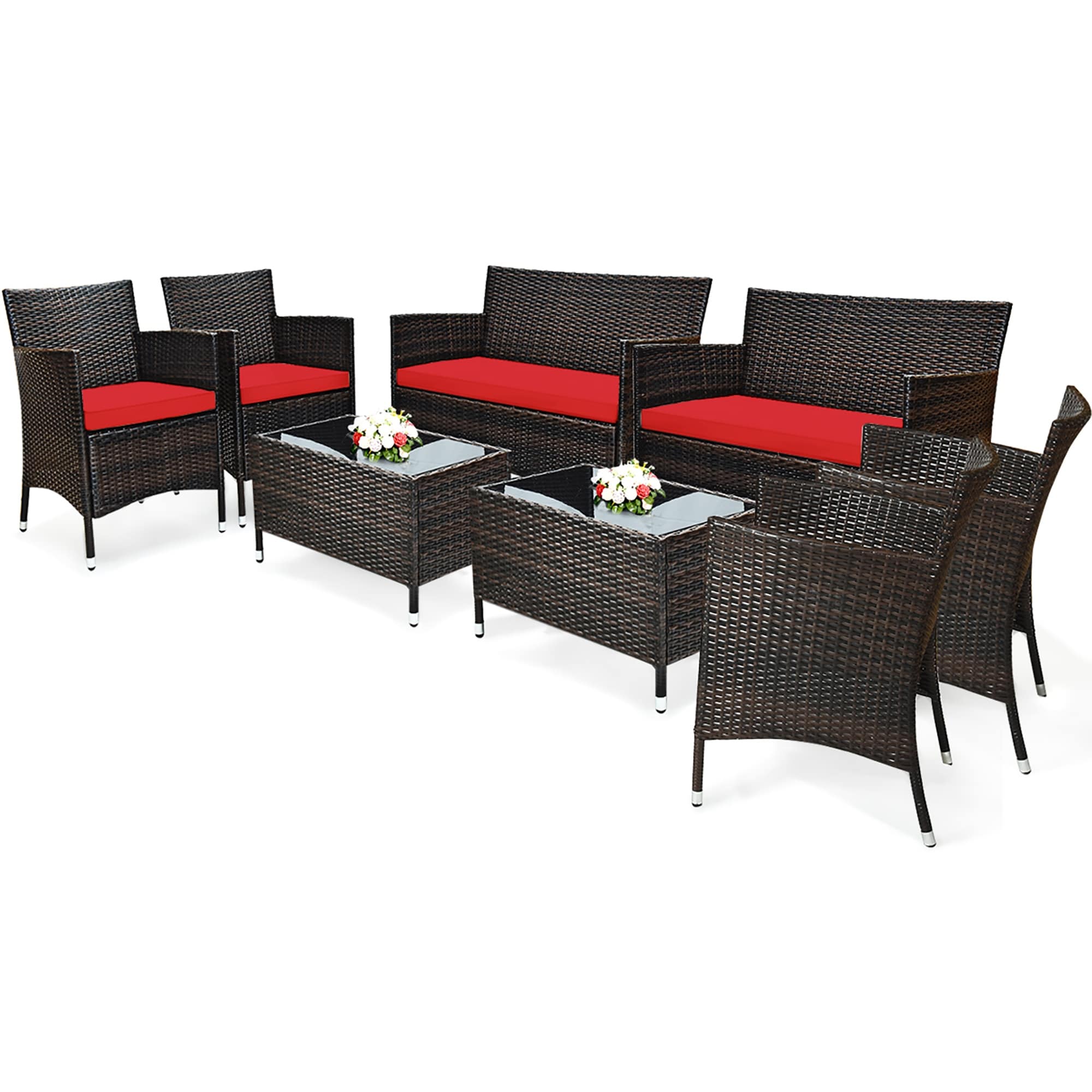 Costway 8PCS Rattan Patio Furniture Set Cushioned Sofa Chair Coffee - See  Details - On Sale - Bed Bath & Beyond - 31768538