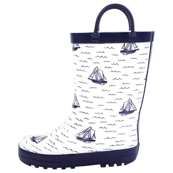 slide 1 of 1, Hudson Baby Infant Boy Rain Boots, Sailboat 4T - Sailboat