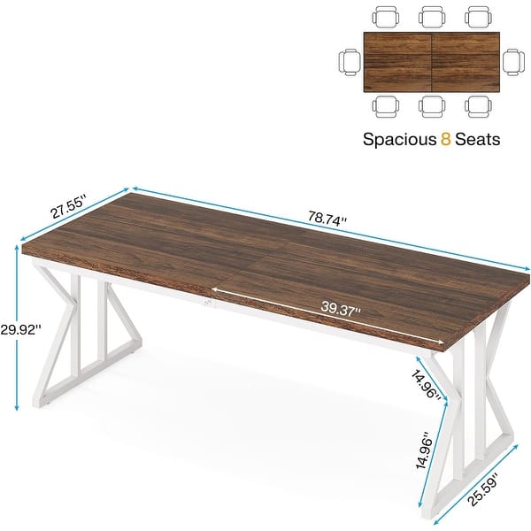 dimension image slide 2 of 9, 70.8-Inch Executive Desk, Large Computer Office Desk Workstation