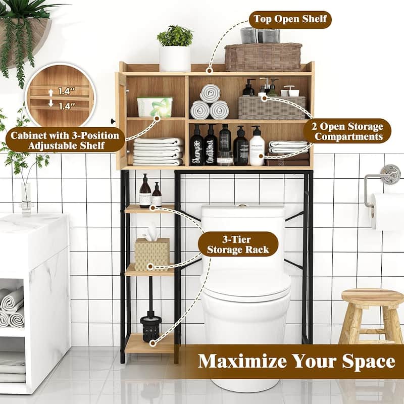 Over The Toilet Bathroom Cabinet Freestanding Storage Organizer