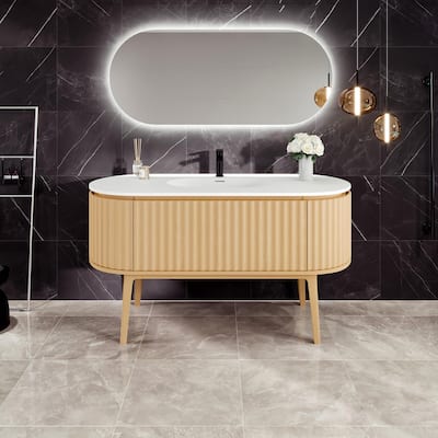 Haven 55"W Oak Freestanding Bath vanity with Integrated Sink