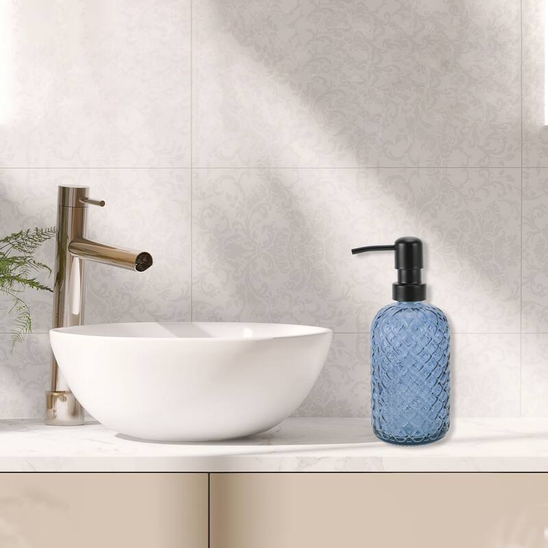 Simple Cylindrical Soap Pump Dispenser for Bath 400ml 1 Pcs - Blue Black