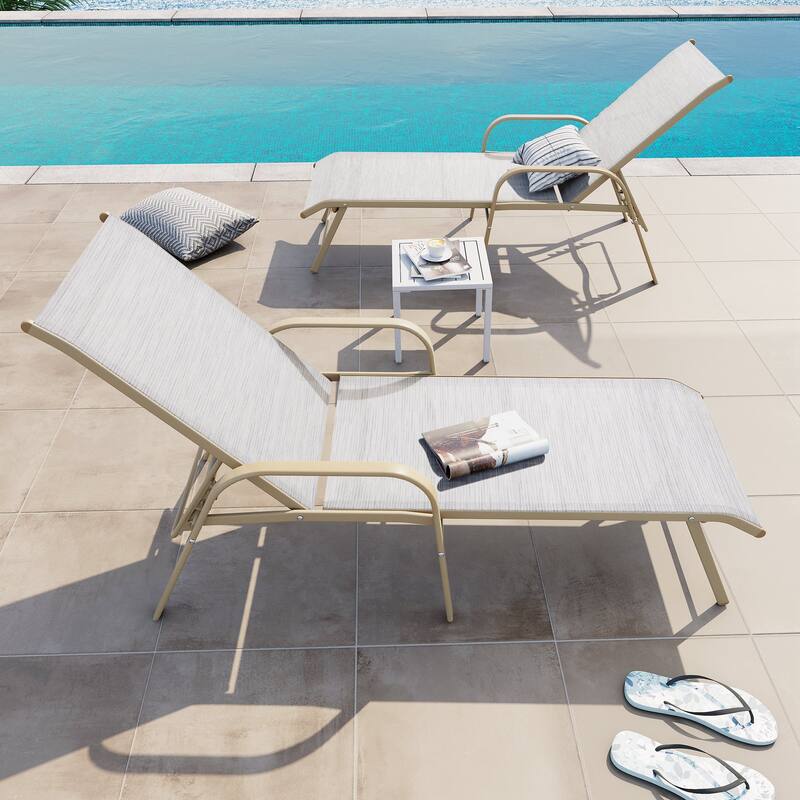 Set of 2/4 Outdoor Aluminum Chaise Lounge Chairs with Adjustable Backrest