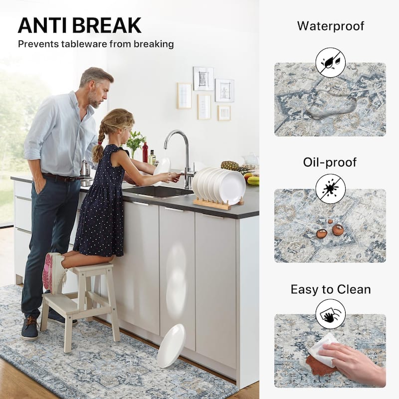 Mcow Harmony Multicolor Floral Boho Anti-Fatigue Memory Foam Kitchen Mat Set