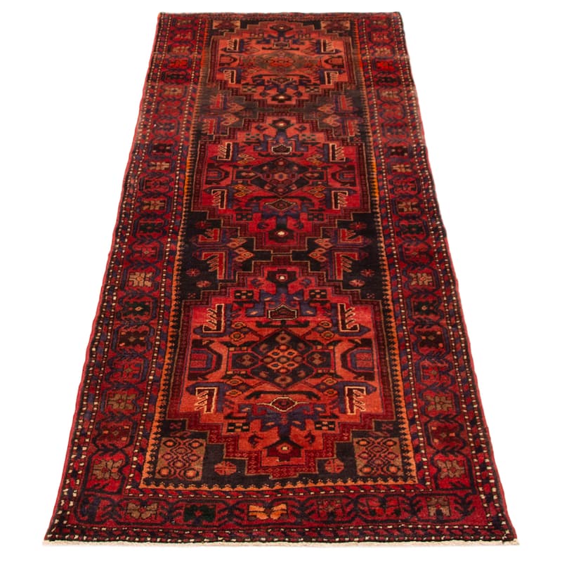 ECARPETGALLERY Hand-knotted Andelz Black, Copper Wool Rug - 3'5 x 9'8