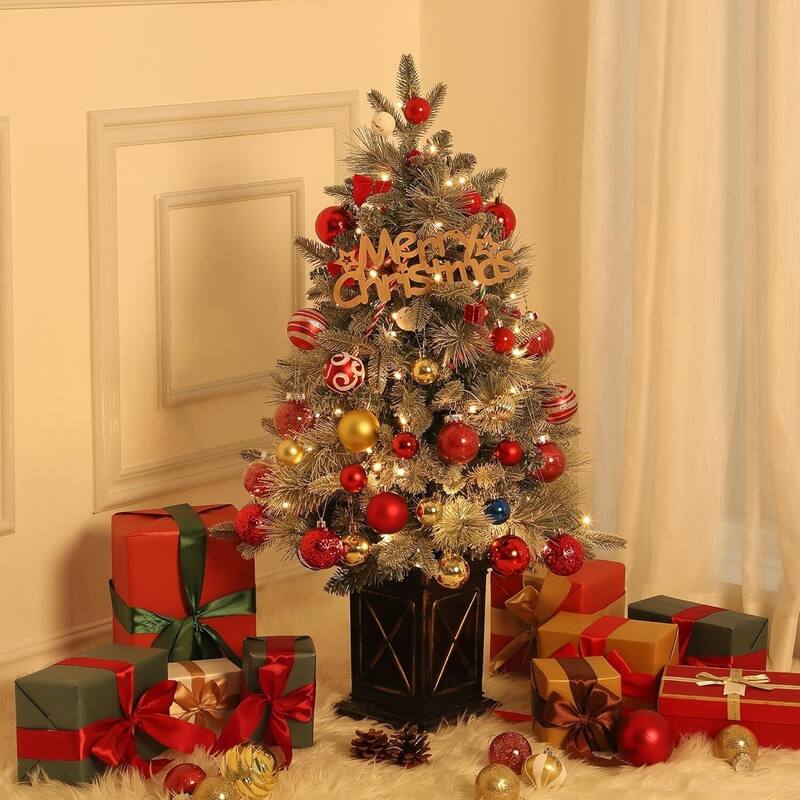3FT Tabletop Pre-Lit Christmas Tree with LED for Indoor Home Decor