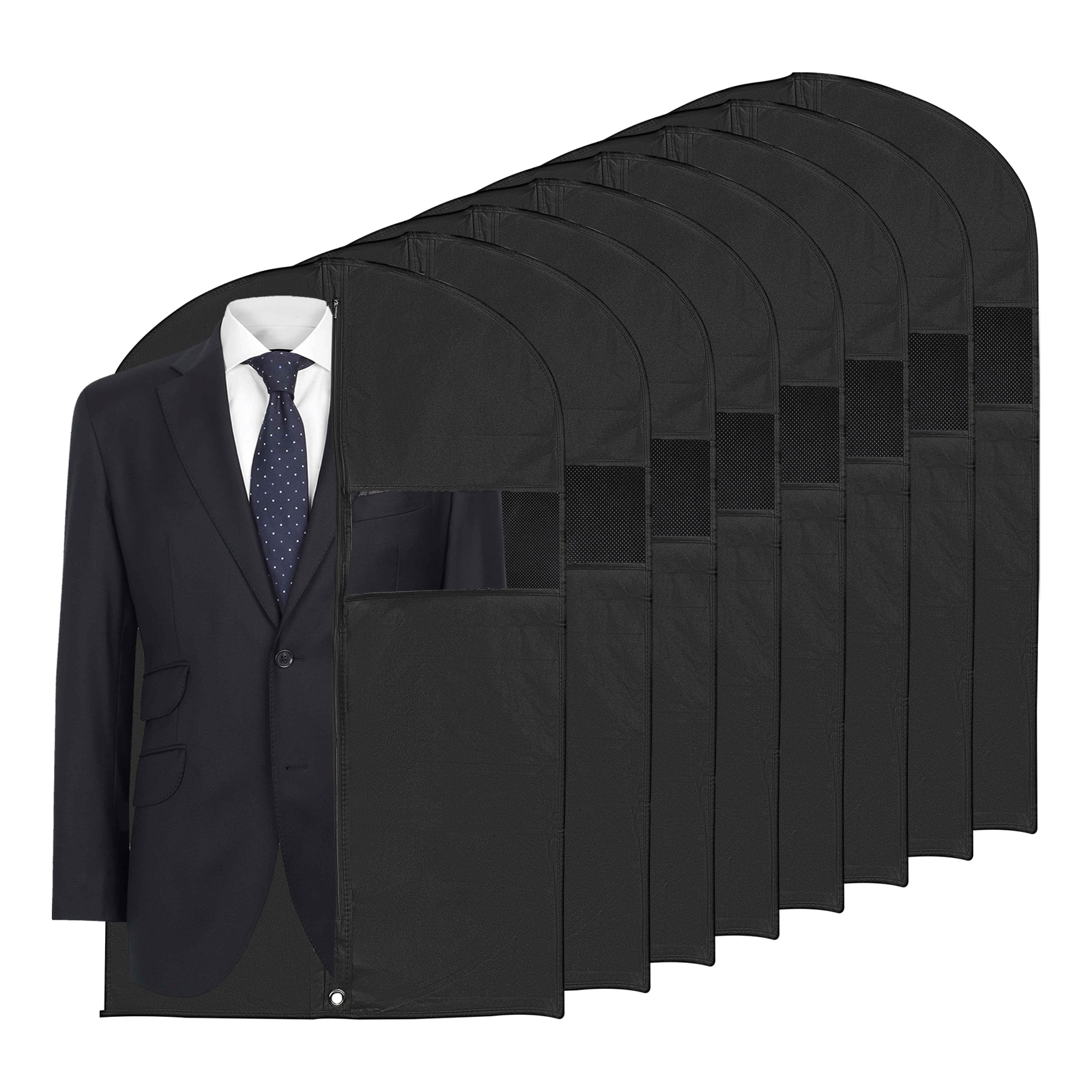 8Pcs Garment Bag Suit Bags for Closet Storage Travel Hanging Clothes 40"x24" - Black 8Pcs Garment Bag Suit Bags for Closet Storage Travel Hanging Clothes 40"x24" - Black