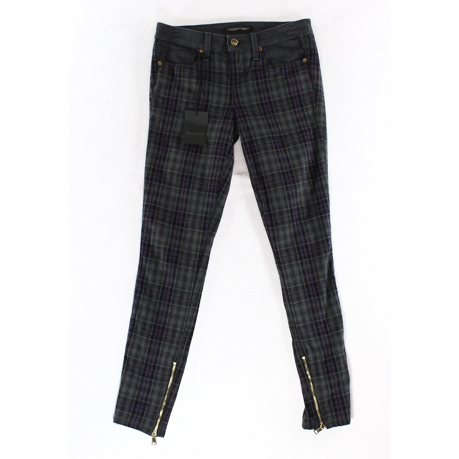 Shop Genetio Liberty Ross New Gray Women S Size 26x29 Skinny Plaid