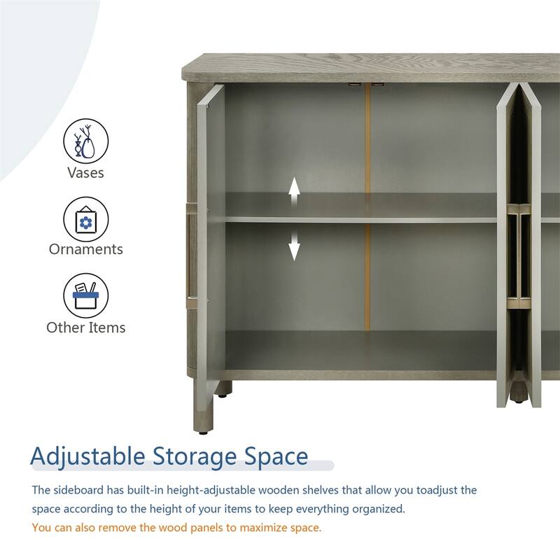 Four Door Storage Cabinet with Curved Countertop