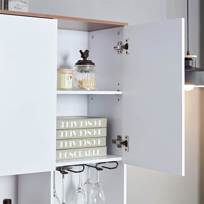 Wood Kitchen Buffet Cabinet with Storage and Wine Cabinet
