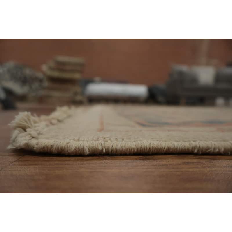 Hand Knotted Oriental 100% Wool Carpet Traditional Floral Beige & Ivories Ziegler Area Rug - 10' 7'' X 4' 11''