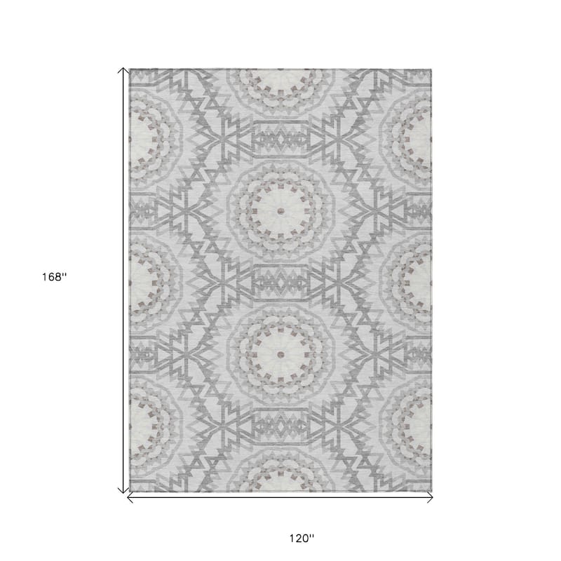 HomeRoots Floral Medallion Transitional Rectangle Outdoor Rug