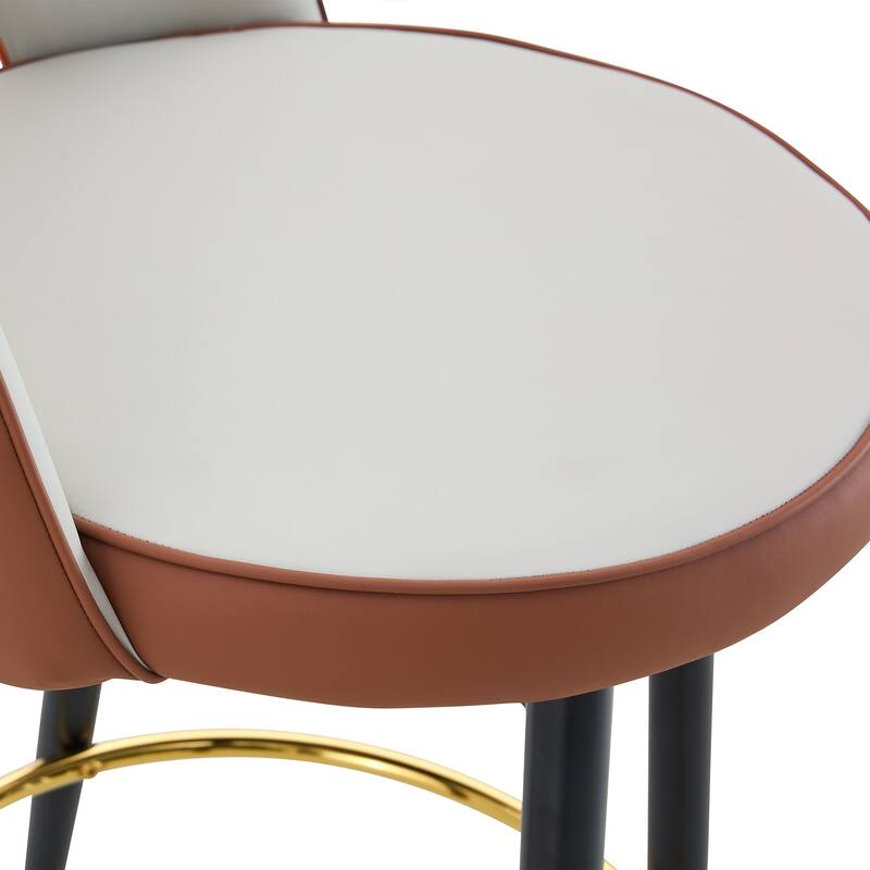 2-Pcs Swivel Bar Stool with Waterproof PU Leather Cushion and Metal Legs, Ergonomic Counter Height Stool