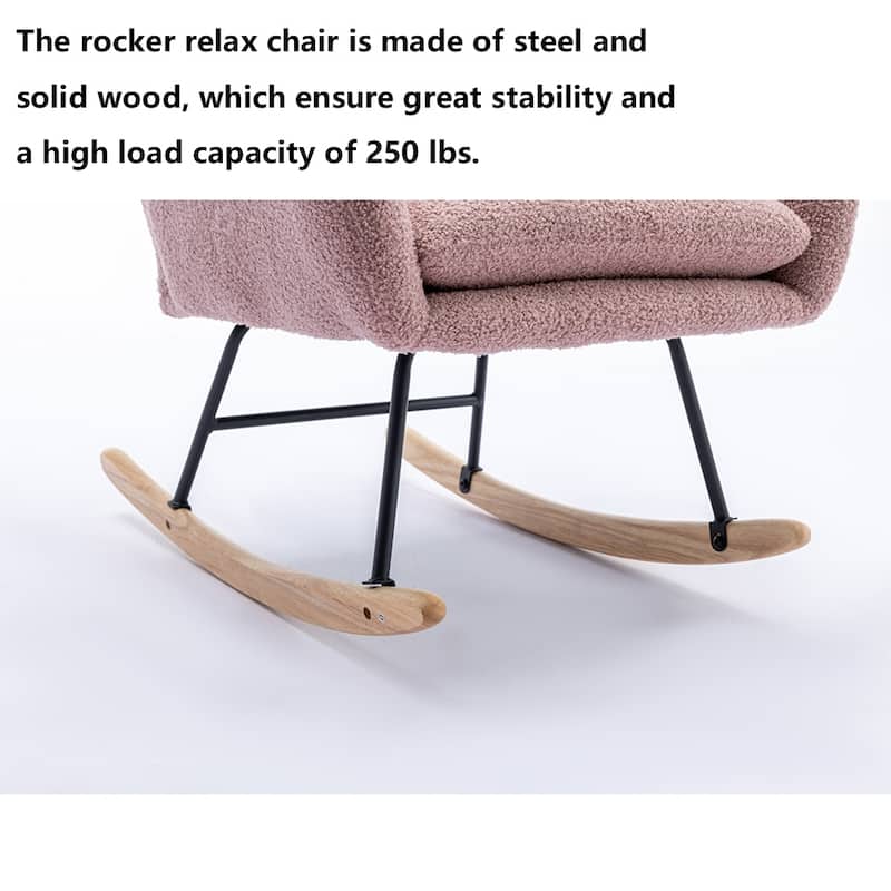Teddy Fleece Accent Rocking Chair, Glider Rocker, Side Pockets