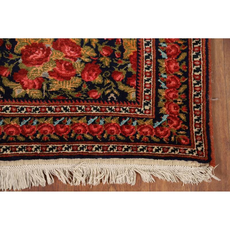 Floral Sirjan Foyer Rug Handmade Wool Carpet - 3'7" x 5'0"