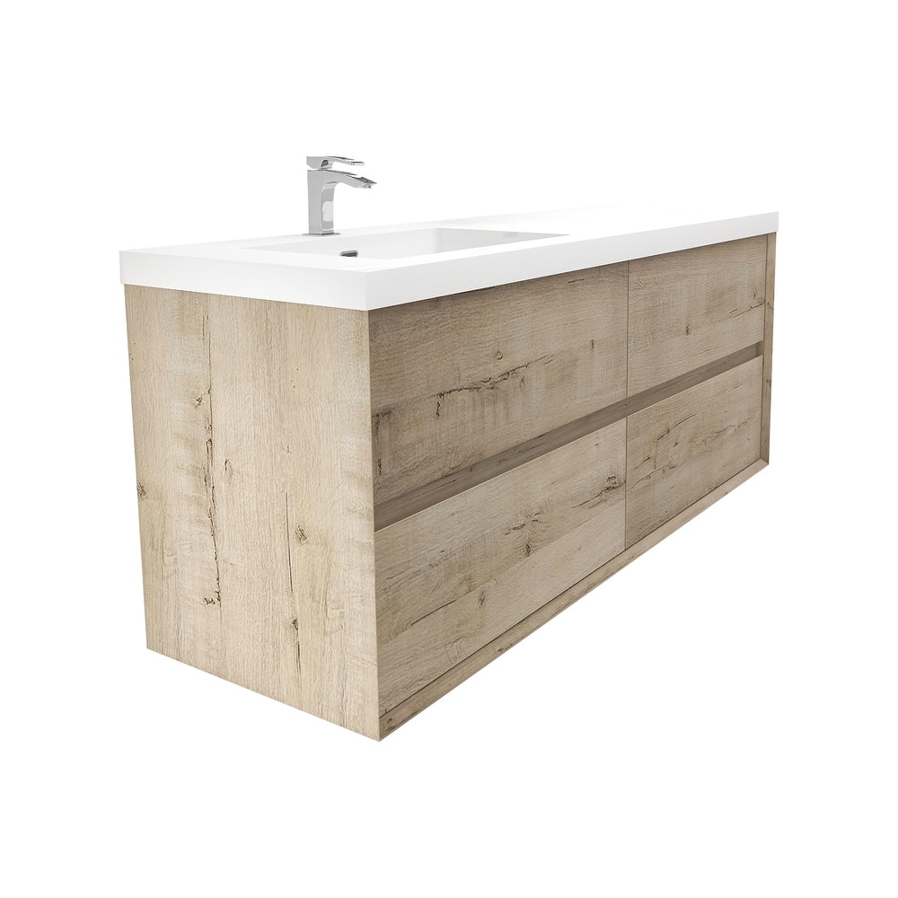 Selina 60" Wall Mounted Vanity with Single Sink on the Left - 60