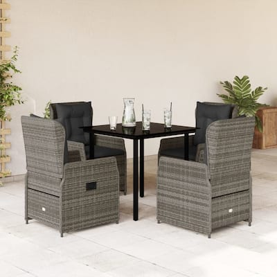 vidaXL Garden Dining Set Gray, Black, Dark Gray - 31.5" x 31.5" x 29.1"/ 4