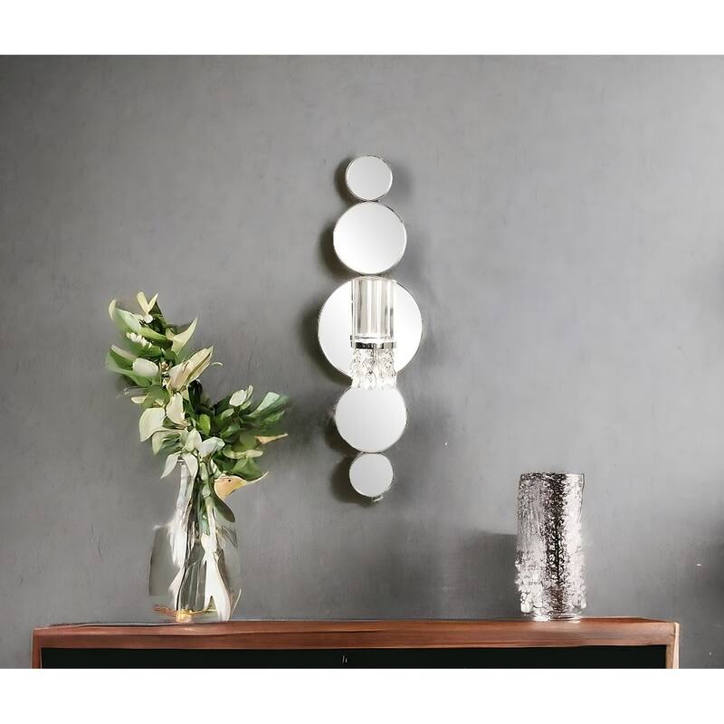 HomeRoots Silver and Clear Modern Bling Mirrored Wall Sconce - 10" W x 6" D x 31" H
