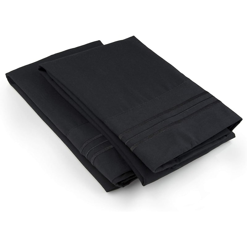 CGK Linens Double Brushed Microfiber Pillowcase Set Ultra Soft (Set of 2) - King - Black