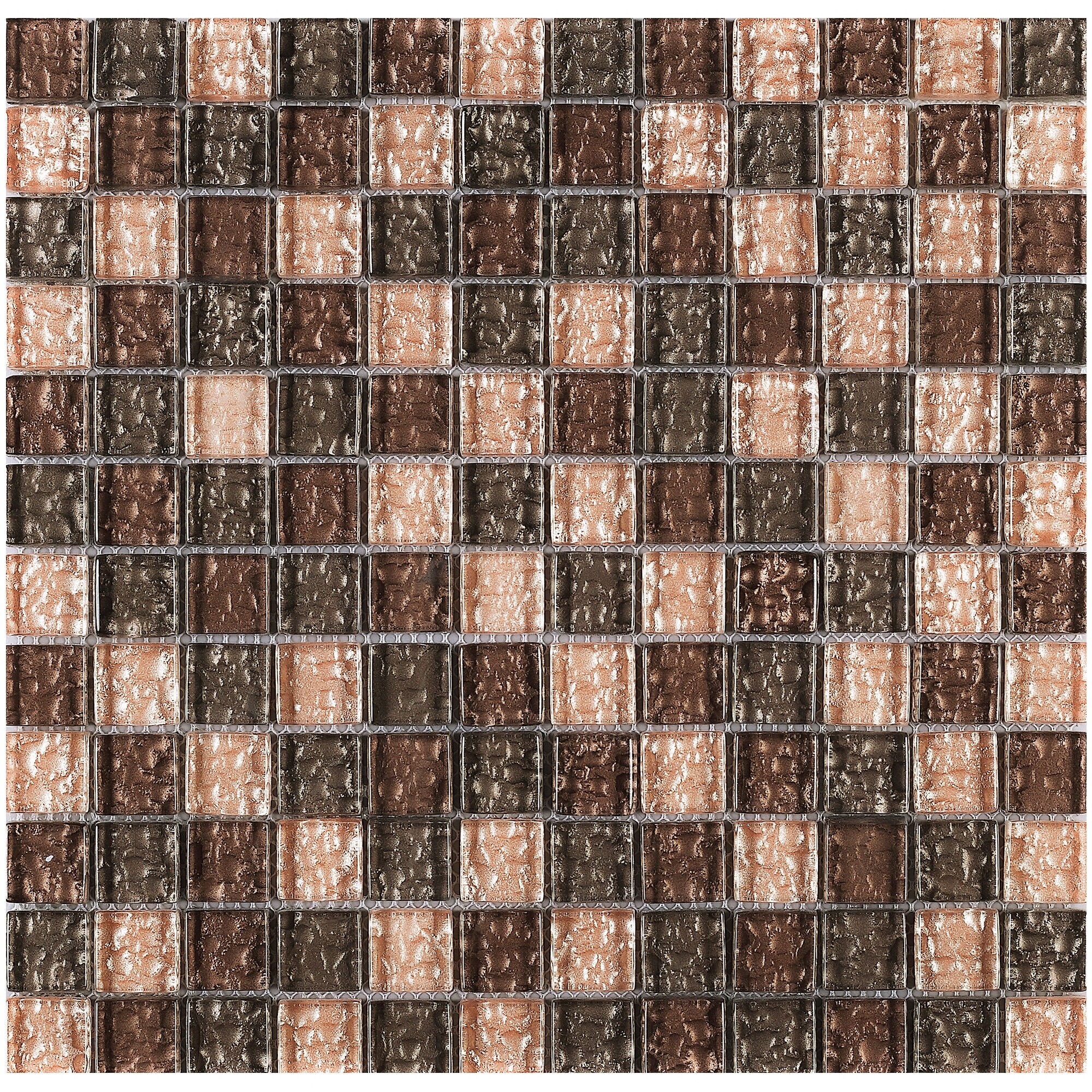 Shop Tilegen Grid 1 X 1 Glass Mosaic Tile In Beige Brown Wall Tile 10 Sheets 9 6sqft Overstock 27973365