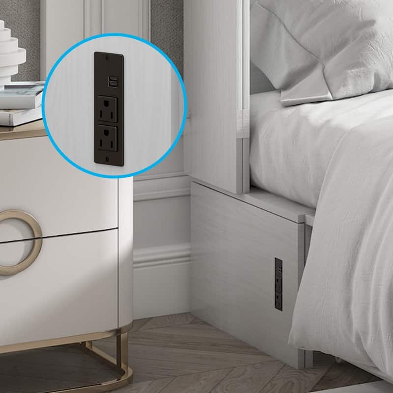 Mixoy Queen Murphy Bed Cabinet Bed Chest with Mattress,Drawers,USB Charging Station