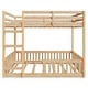 preview thumbnail 9 of 18, Stylish and Simple Full Size Wooden Bunk Bed, Solid Pine Full over Full Floor Bunk Bed Frame with Ladder and Guardrails