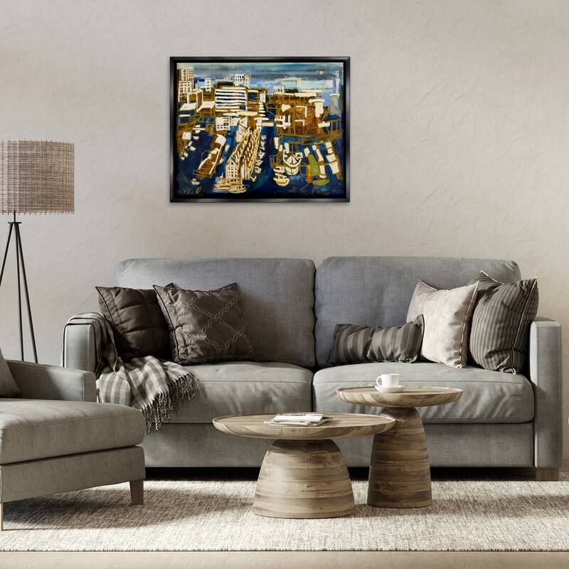 Stupell Bold Abstract Cityscape Framed Floater Canvas Wall Art Design By Erin McGee Ferrell