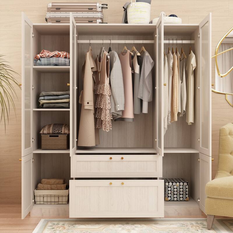Modular Modern Glass Door Wardrobe:Storage Closet Solution Armoire
