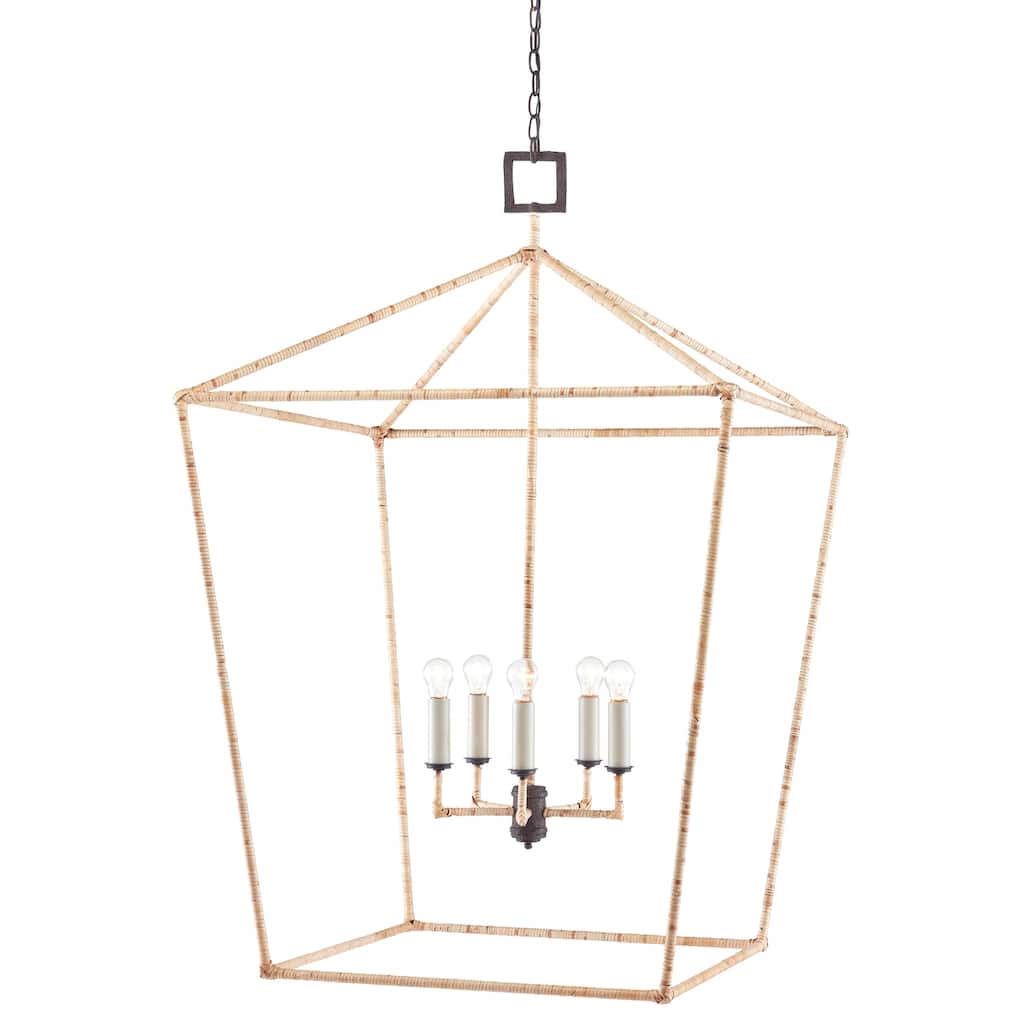 Currey & Company Denison Rattan Grande Lantern - 49"h x 31.5"w x 31.5"d