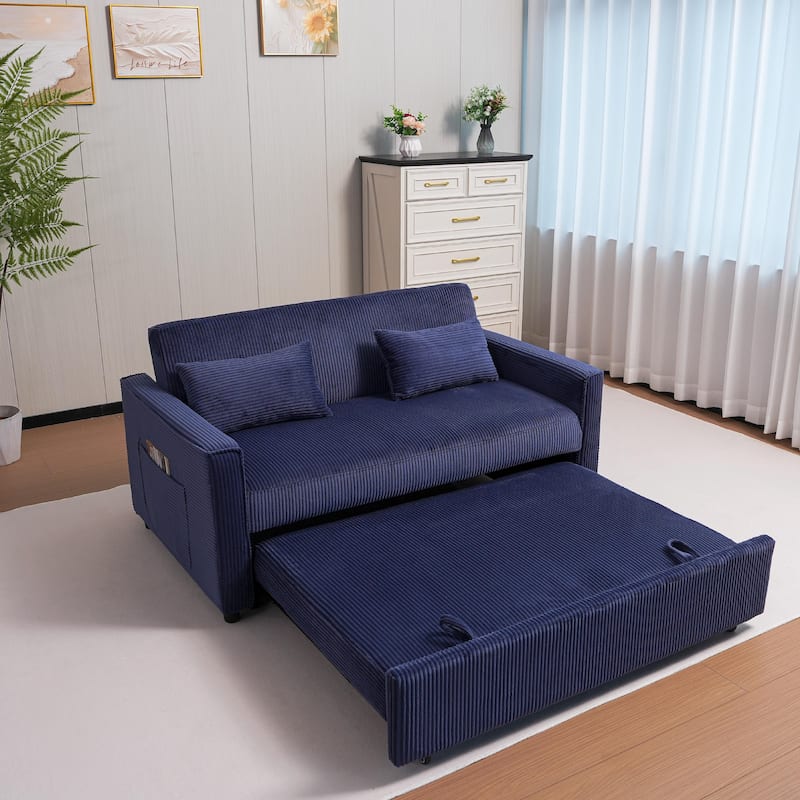Corduroy Futon Sofa Bed - 3-in-1 Convertible Sleeper