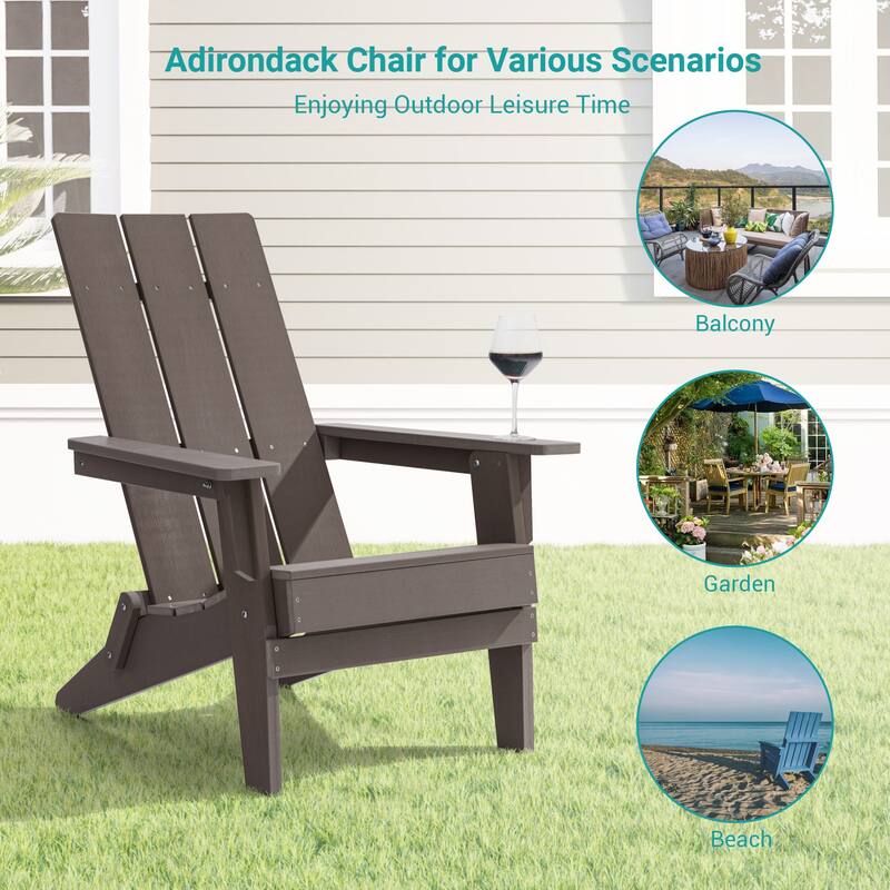 BONOSUKI Patio Folding Adirondack Chair,Waterproof HIPS,Wide Armrests
